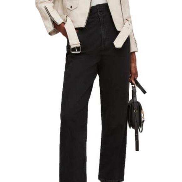 All Saints Ivory Morgan Leather Biker Jacket converts into Vest - Picture 3 of 8